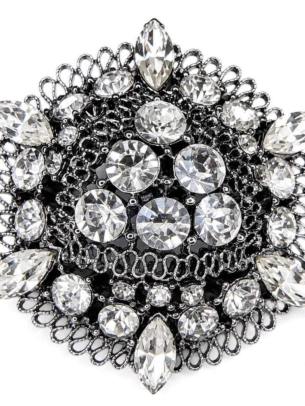 Vintage 1960s Lisner Clear Rhinestone Statement Brooch Pin